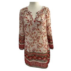 #9 Old Navy Multicolor Floral Sheer Tunic Blouse Women's Top Size Small